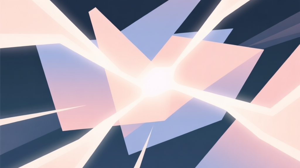 Abstract geometric composition with overlapping shapes representing energy and motion, soft pastel colors, modern minimal style, professional game design concept illustration high quality illustration, detailed, 16:9