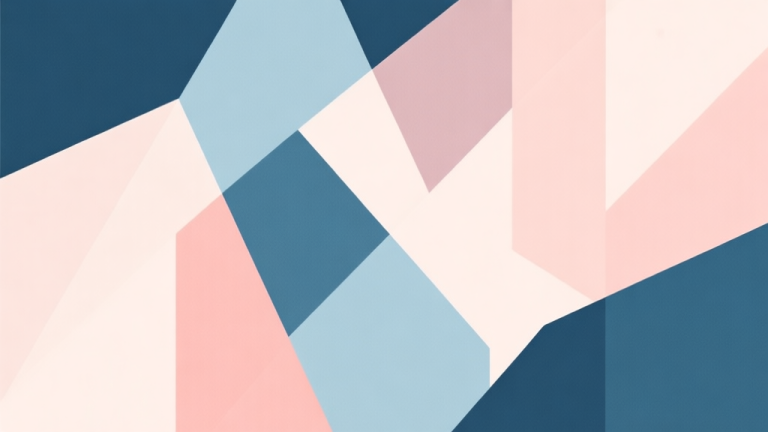 自动生成图片: Abstract geometric composition with overlapping shapes, soft pastel colors, modern minimal style, professional business concept illustration high quality illustration, detailed, 16:9