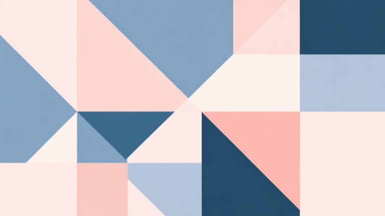 自动生成图片: Abstract geometric composition with overlapping shapes, soft pastel colors, modern minimal style, professional business concept illustration high quality illustration, detailed, 16:9