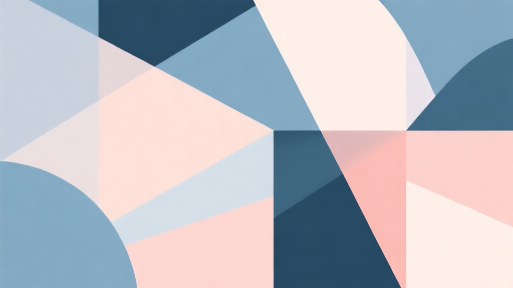 Abstract geometric composition with overlapping shapes, soft pastel colors, modern minimal style, professional business concept illustration high quality illustration, detailed, 16:9