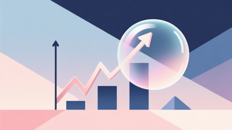 自动生成图片: Abstract geometric composition showing a rising graph being blocked by a bubble shape, soft pastel colors, modern minimal style, professional concept of obstacle and growth high quality illustration, detailed, 16:9