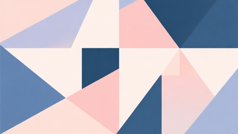 自动生成图片: Abstract geometric composition with overlapping shapes, soft pastel colors, modern minimal style, professional business concept illustration high quality illustration, detailed, 16:9