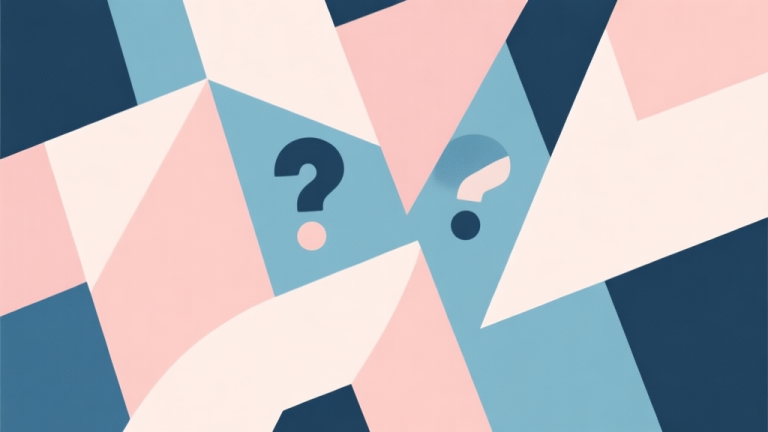 自动生成图片: Abstract geometric composition with overlapping shapes representing confusion and choice, soft pastel colors, modern minimal style, professional business concept illustration high quality illustration, detailed, 16:9