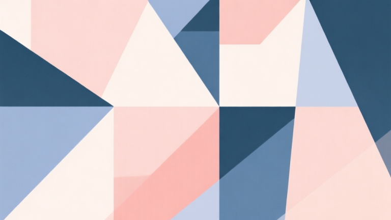 自动生成图片: Abstract geometric composition with overlapping shapes, soft pastel colors, modern minimal style, professional business concept illustration high quality illustration, detailed, 16:9