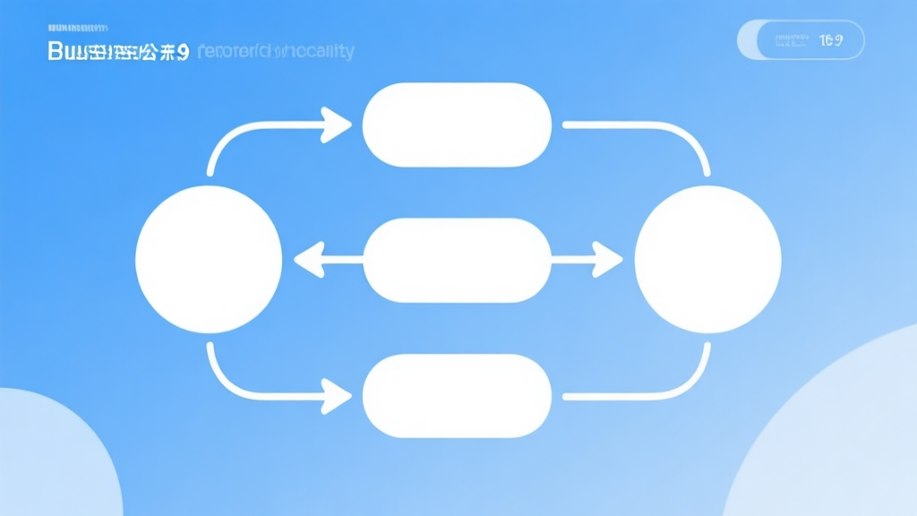 Simple flowchart illustration with connected circles and arrows, light blue and white color scheme, clean minimal design, business presentation style high quality illustration, detailed, 16:9