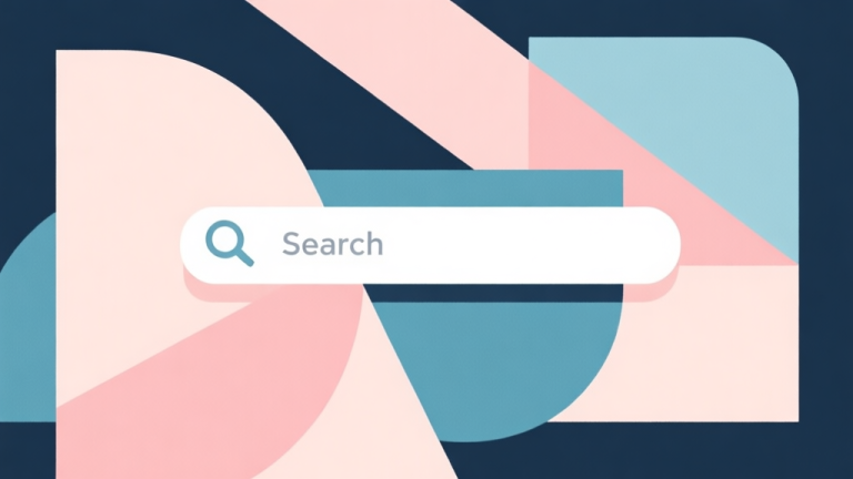 自动生成图片: Abstract geometric composition with overlapping shapes representing search intent, soft pastel colors, modern minimal style, professional business concept illustration high quality illustration, detailed, 16:9