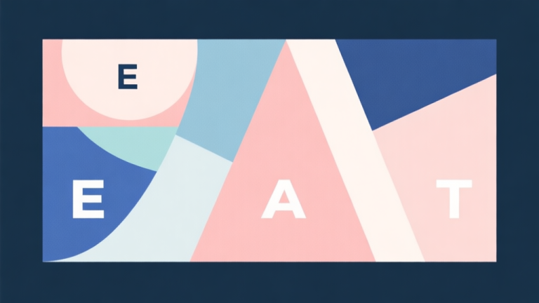 自动生成图片: Abstract geometric composition with overlapping shapes labeled E, E, A, T, soft pastel colors, modern minimal style, professional business concept illustration high quality illustration, detailed, 16:9