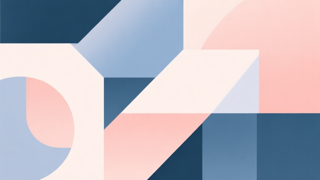 Abstract geometric composition with overlapping shapes, soft pastel colors, modern minimal style, professional business concept illustration high quality illustration, detailed, 16:9