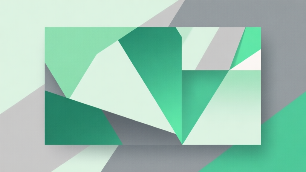 Abstract geometric composition with overlapping shapes in green and gray, soft pastel colors, modern minimal style, professional game design concept illustration high quality illustration, detailed, 16:9