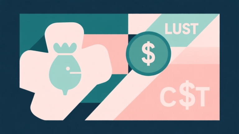 自动生成图片: Abstract geometric composition with overlapping shapes representing luck and cost, soft pastel colors, modern minimal style, professional business concept illustration of value assessment high quality illustration, detailed, 16:9